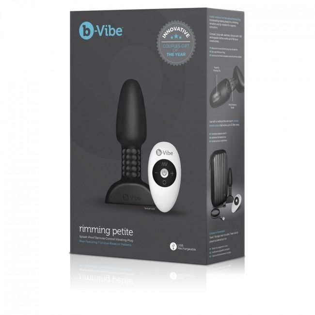 B-VIBE - PLUG ANAL COM CONTROLE REMOTO RIMMING PEQUENO PRETO