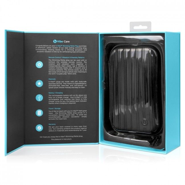 B-VIBE - PLUG ANAL COM CONTROLE REMOTO RIMMING PEQUENO PRETO