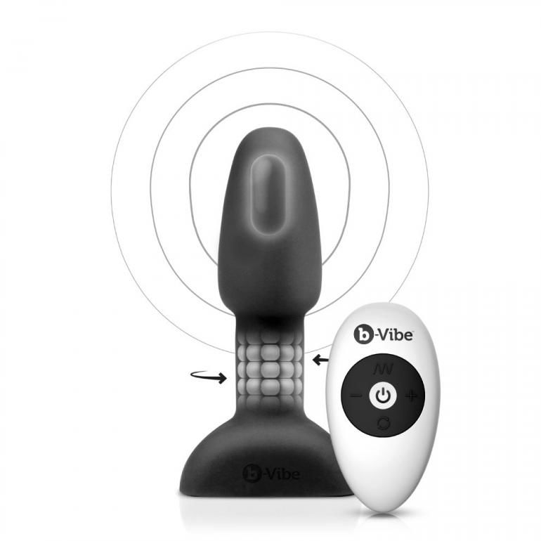 B-VIBE - PLUG ANAL COM CONTROLE REMOTO RIMMING PEQUENO PRETO