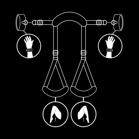 FETICHE SUBMISSIVO - POSIÇÃO DE PERNAS ABERTAS COM ALGEMAS FORRADAS DE NOPRENE