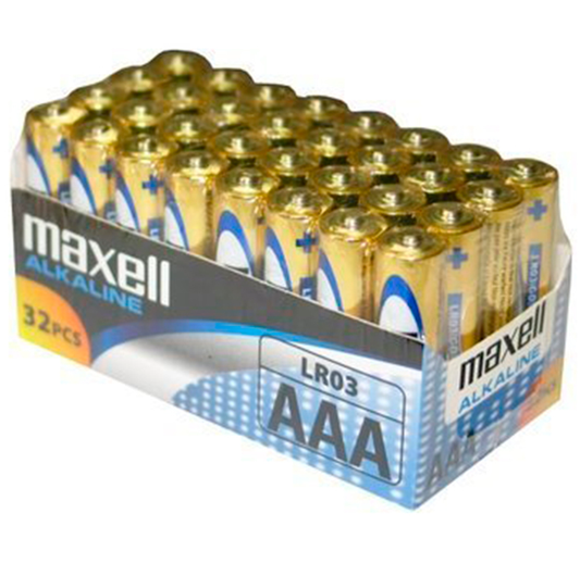 MAXELL - PILHAS AAA LR03 PACOTE*32 UNIDADES