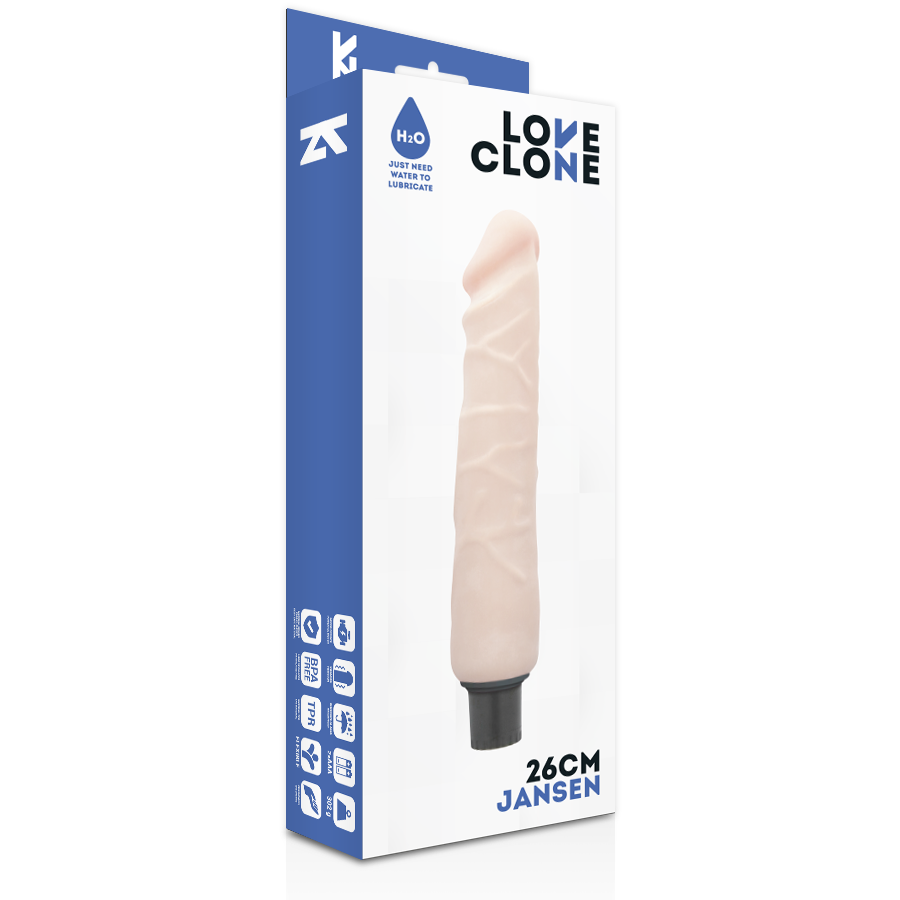 LOVECLONE - VIBRADOR AUTOLUBRIFICANTE JANSEN 26 CM -O- 4,2 CM