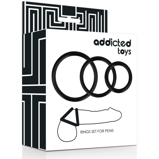 ADDICTED TOYS - CONJUNTO DE ANÉIS PARA PÉNIS PRETO