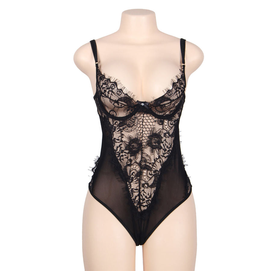 SUBBLIME - QUEEN PLUS URSO DE RENDA FLORAL E FRANJAS PRETAS
