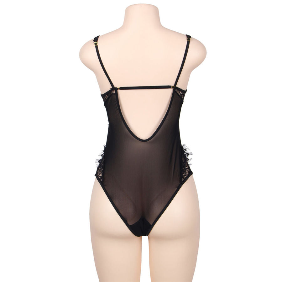 SUBBLIME - QUEEN PLUS URSO DE RENDA FLORAL E FRANJAS PRETAS