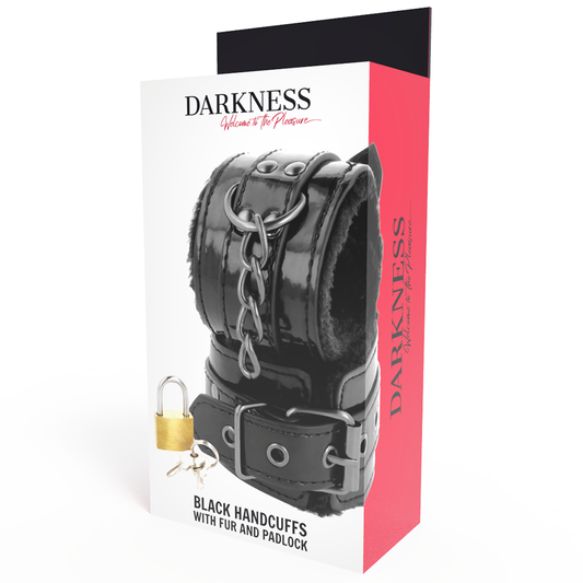 DARKNESS - ALGEMAS AJUSTÁVEIS DE COURO PRETO COM CADEADO