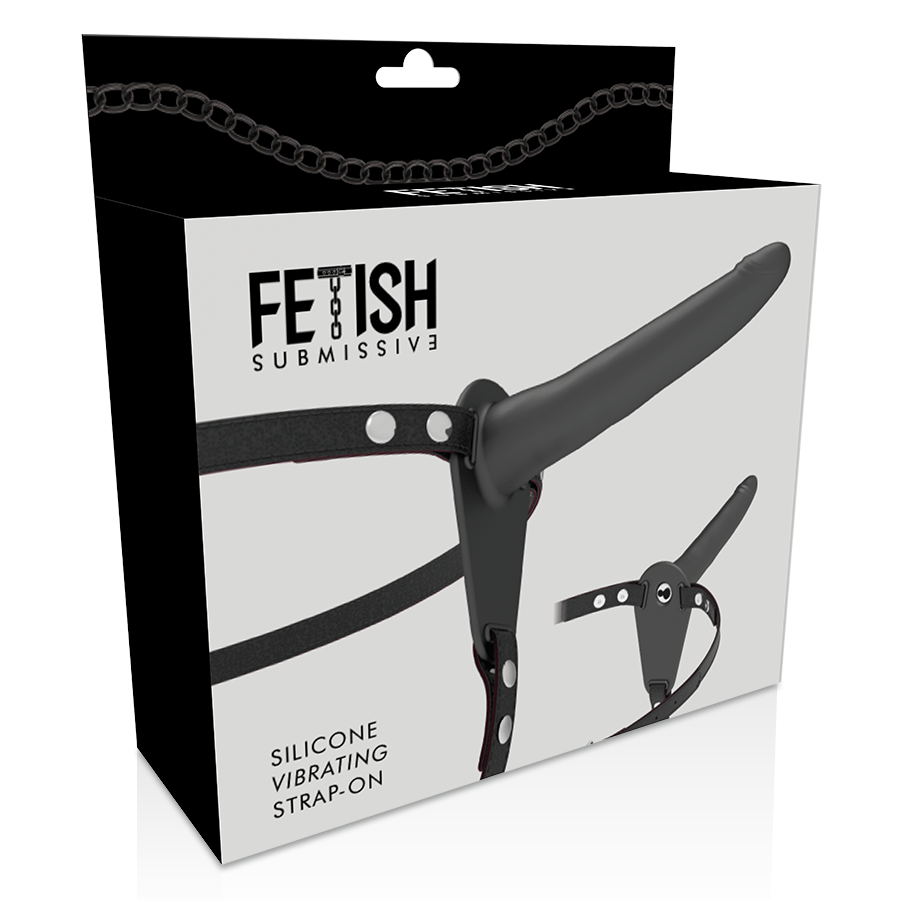 ARREIO FETICHE SUBMISSIVO - VIBRADOR SILICONE PRETO 15 CM