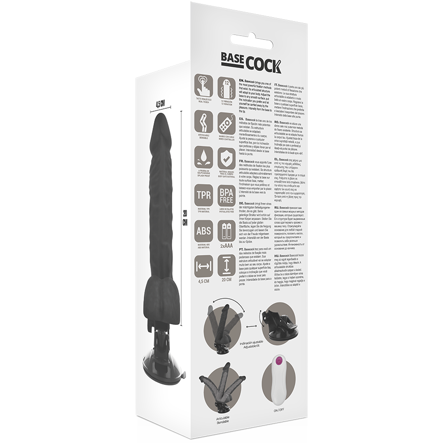 BASECOCK - VIBRADOR ARTICULÁVEL CONTROLE REMOTO NATURAL 20 CM -O- 4,5 CM