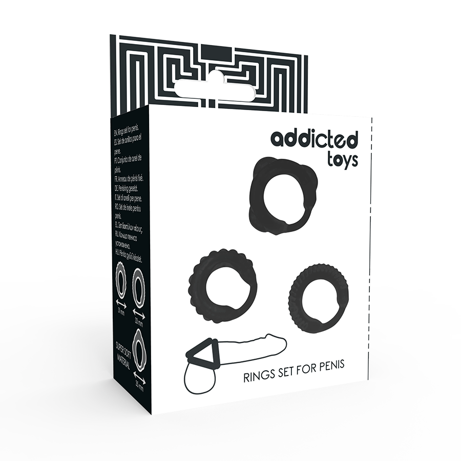 ADDICTED TOYS - CONJUNTO DE ANÉIS C PRETOS