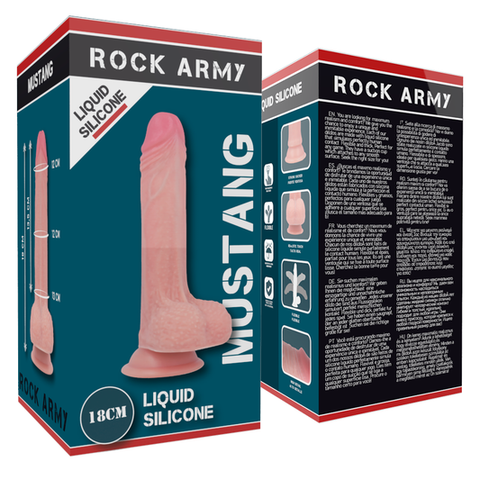 ROCKARMY - MUSTANG REALISTA DE SILICONE LÍQUIDO PREMIUM 18 CM -O- 4,14 CM