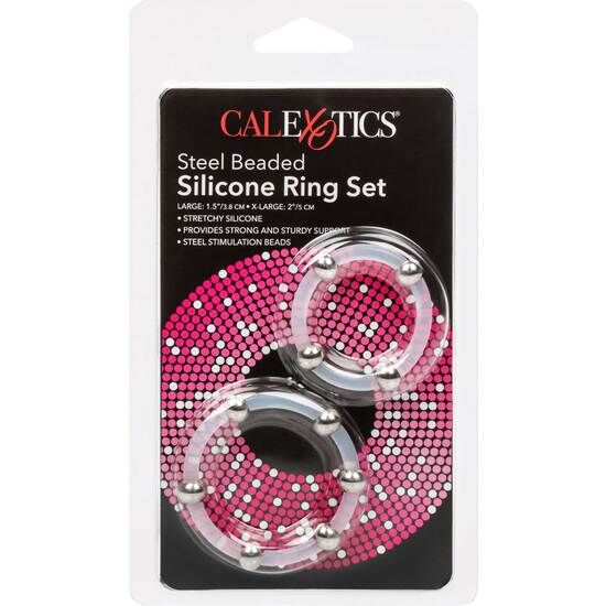 CALEXOTICS - CONJUNTO DE ANÉIS DE SILICONE COM CONTAS DE AÇO