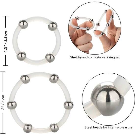 CALEXOTICS - CONJUNTO DE ANÉIS DE SILICONE COM CONTAS DE AÇO
