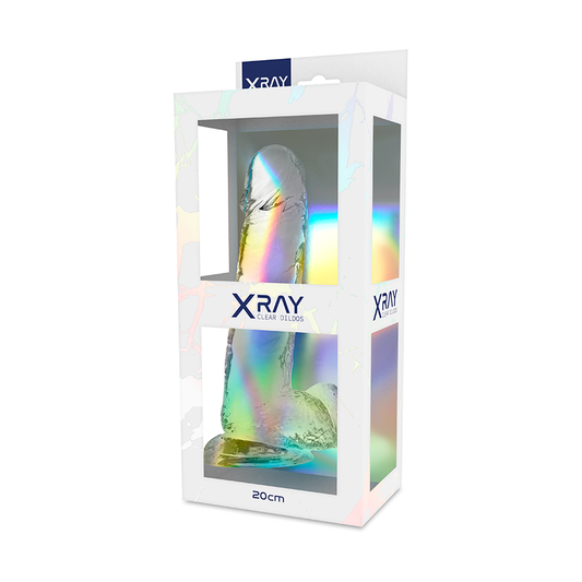 X-RAY - TRANSPARENT DILDO WITH BALLS 20 CM -O- 4.5 CM