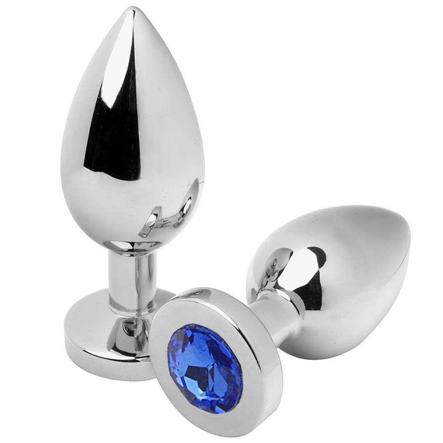 METAL HARD - PLUG ANAL DIAMANTE AZUL PEQUENO 5,71 CM
