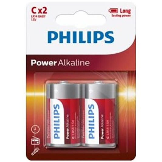 PHILIPS - PHILIPS POWER ALKALINE PILA C LR14 * 2 BLOCO DE PILHAS