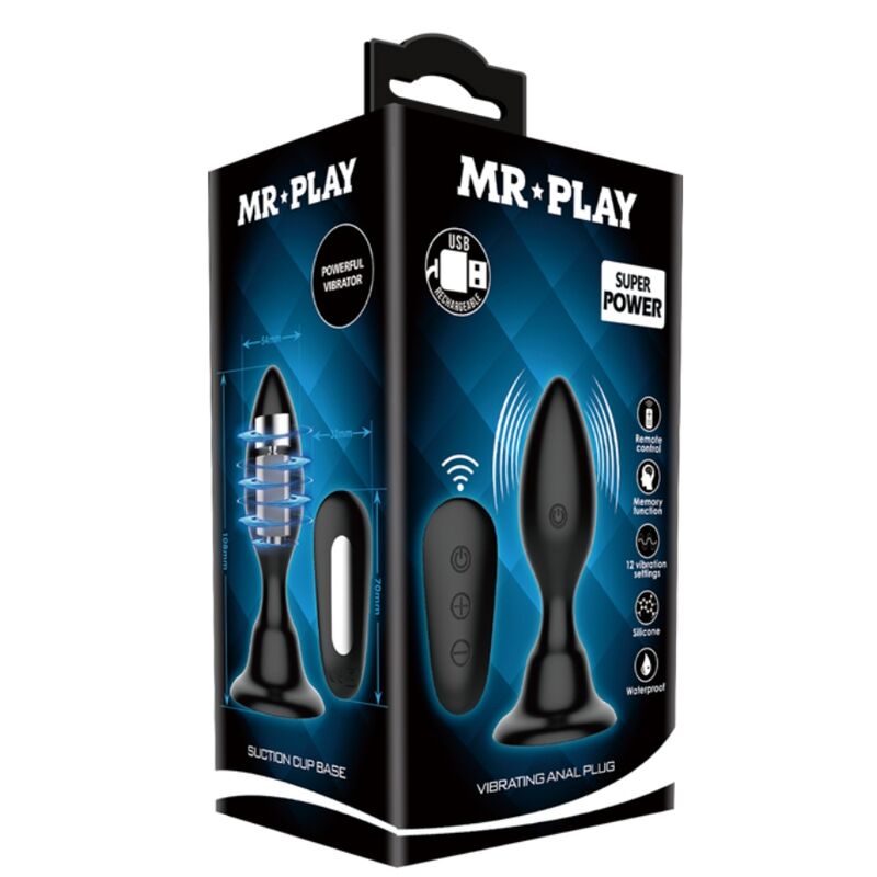 MR PLAY - PLUG ANAL COM CONTROLE REMOTO VIBRAÇÃO PRETO
