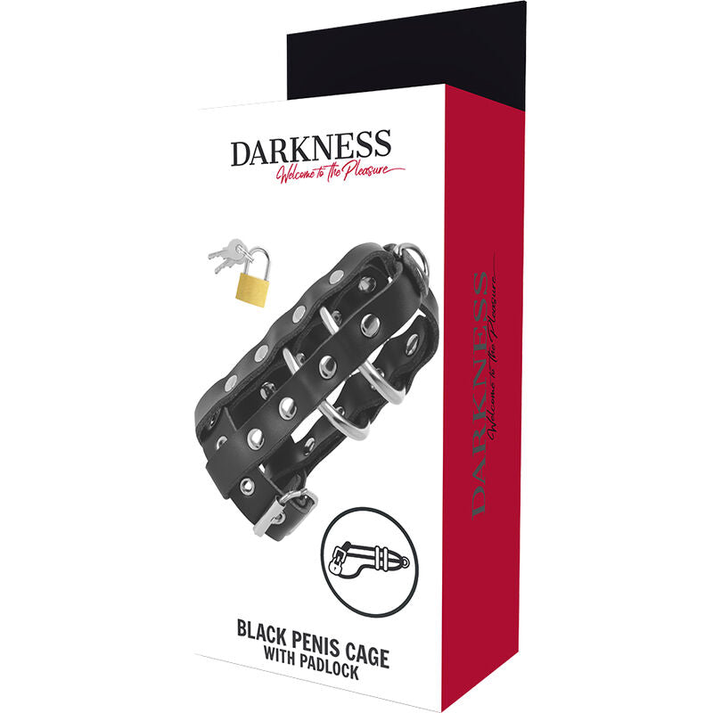DARKNESS - GAIOLA DE CASTIDADE DE COURO COM TRAVA