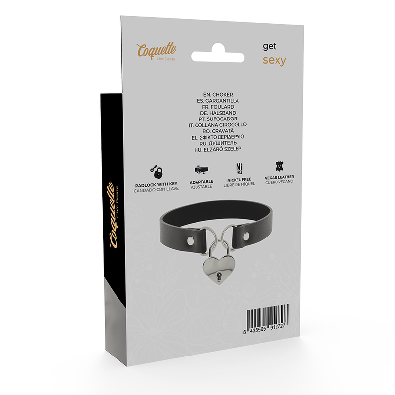 COQUETTE CHIC DESIRE - COLAR DE COURO VEGANO COM ACESSÓRIO DE CORAÇÃO COM CHAVE?