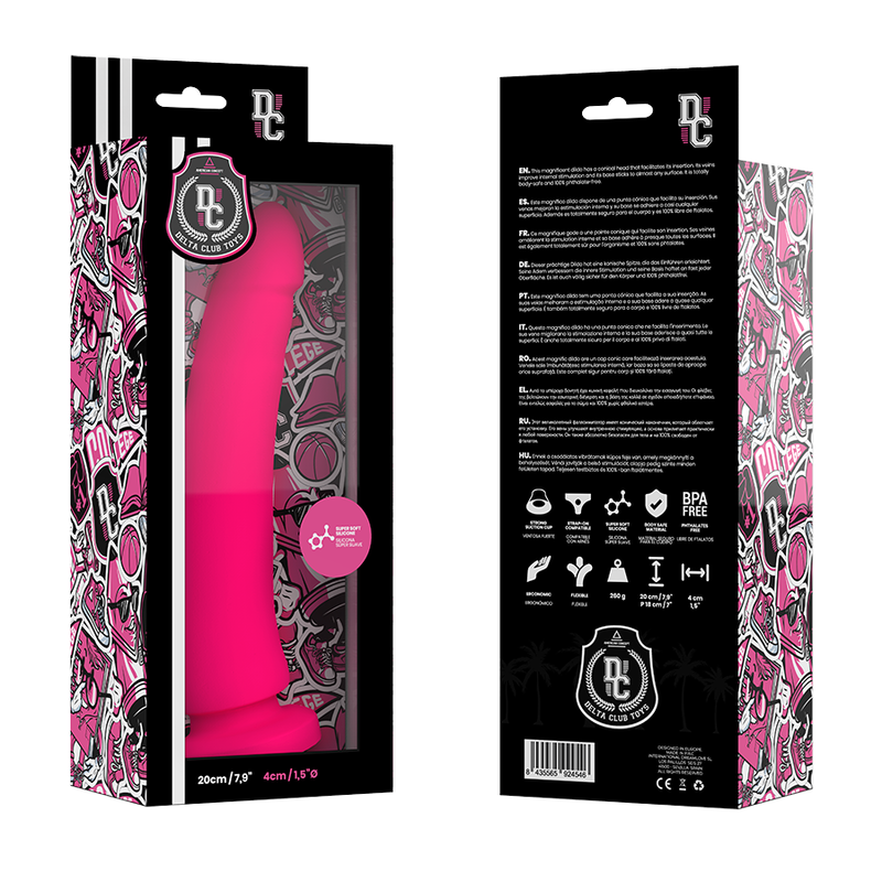 DELTA CLUB - BRINQUEDOS VIBRADOR DE SILICONE MÉDICO ROSA 20 CM -O- 4 CM