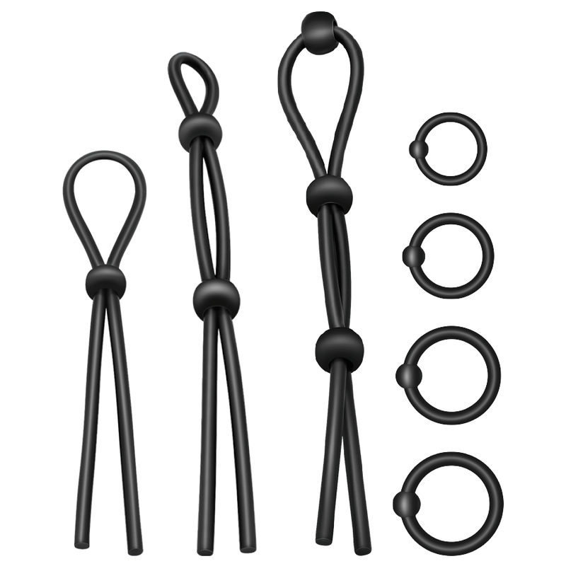 ADDICTED TOYS - CONJUNTO DE ANÉIS PÊNICOS DE SILICONE FLEXÍVEL COM 7 PEÇAS