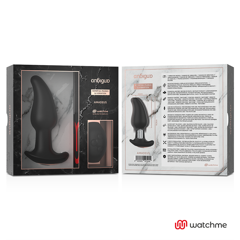 ANBIGUO - WATCHME REMOTE CONTROL ANAL PLUG VIBRATOR WITH AMADEUS BEAD ROTATION