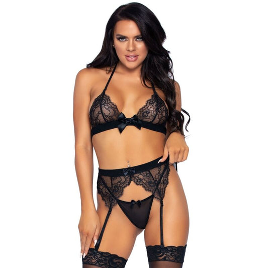 LEG AVENUE - SET OF TRES TOP PIEZAS, LIGUERO Y TANGA S