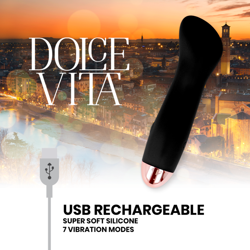 DOLCE VITA - ONE BLACK VIBRADOR RECARREGÁVEL DE 7 VELOCIDADES