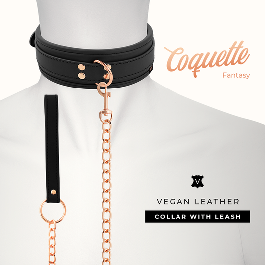COQUETTE CHIC DESIRE - FANCY NECKLACE IN VEGAN LEATHER WITH BRACELET AND NEOPRENE LINING