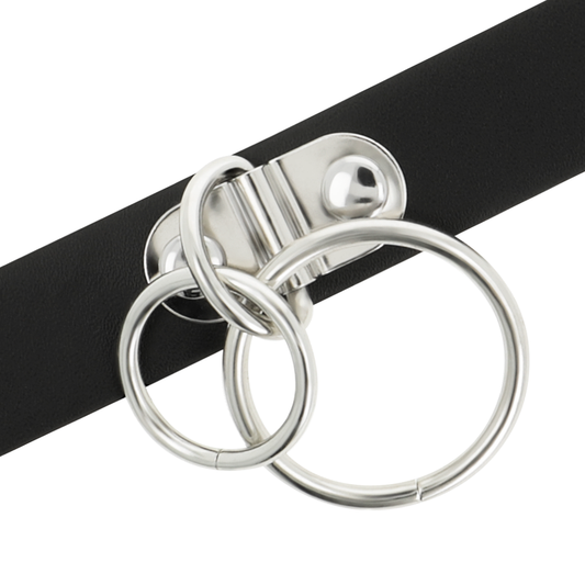 COQUETTE CHIC DESIRE - DOUBLE RING CHOKER IN VEGAN LEATHER