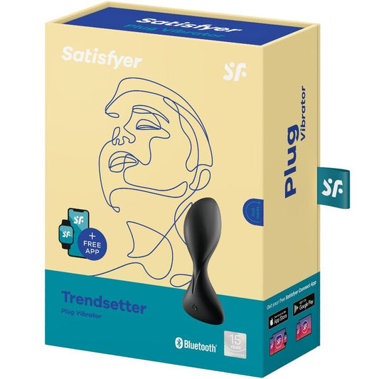 SATISFYER - APLICATIVO DE PLUGUE VIBRATÓRIO PRETO QUE CRIA TENDÊNCIAS