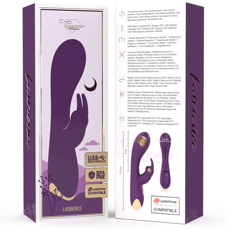 TREASURE - VIBRADOR LAURENCE RABBIT WATCHME TECNOLOGIA SEM FIO COMPATÍVEL