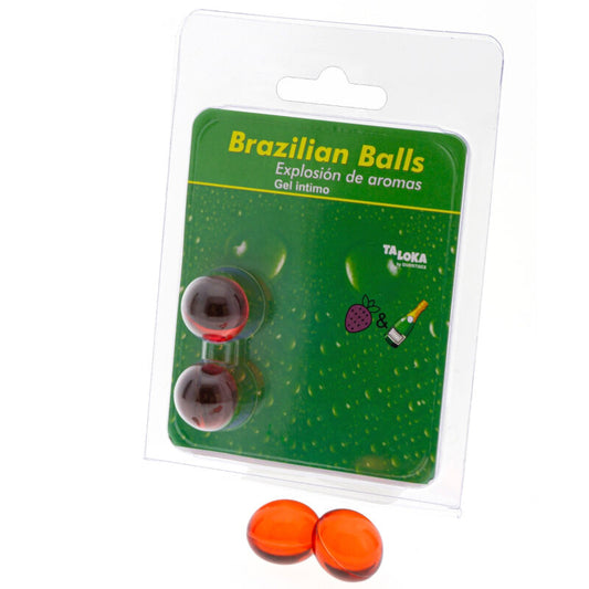 TALOKA - 2 BOLAS BRASILEIRAS DE GEL ÍNTIMO MORANGO E CHAMPAGNE