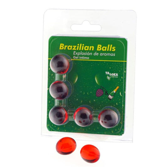 TALOKA - 5 BOLAS DE GEL ÍNTIMO DE MORANGO BRASILEIRO E CHAMPAGNE