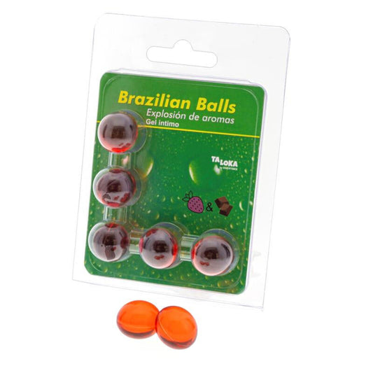 TALOKA - 5 BOLAS DE GEL ÍNTIMO DE MORANGO E CHOCOLATE BRASILEIRO