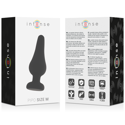 INTENSO - PIPO M PLUG ANAL DE SILICONE PRETO 11 CM