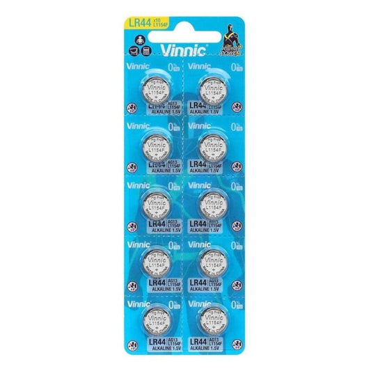 VINNIC - BATERIA ALCALINA BOTÃO AG13 L1154F LR44 BLISTER*10