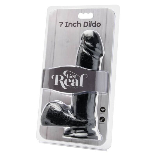GET REAL - 18 CM BLACK DILDO WITH BALLS