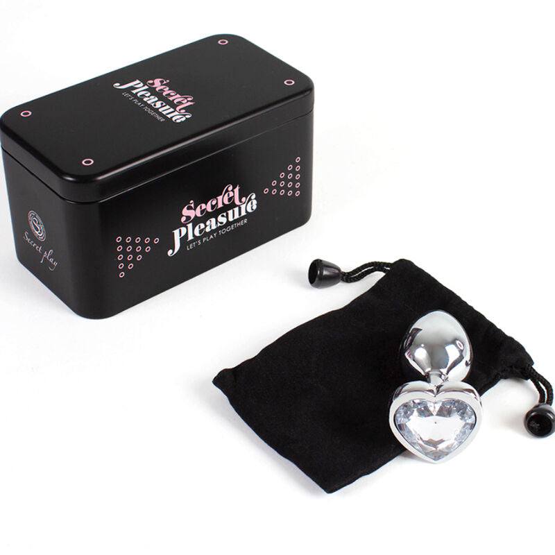 SECRETPLAY - METAL ANAL PLUG HEART CLEAR CRYSTAL SMALL SIZE 7 CM