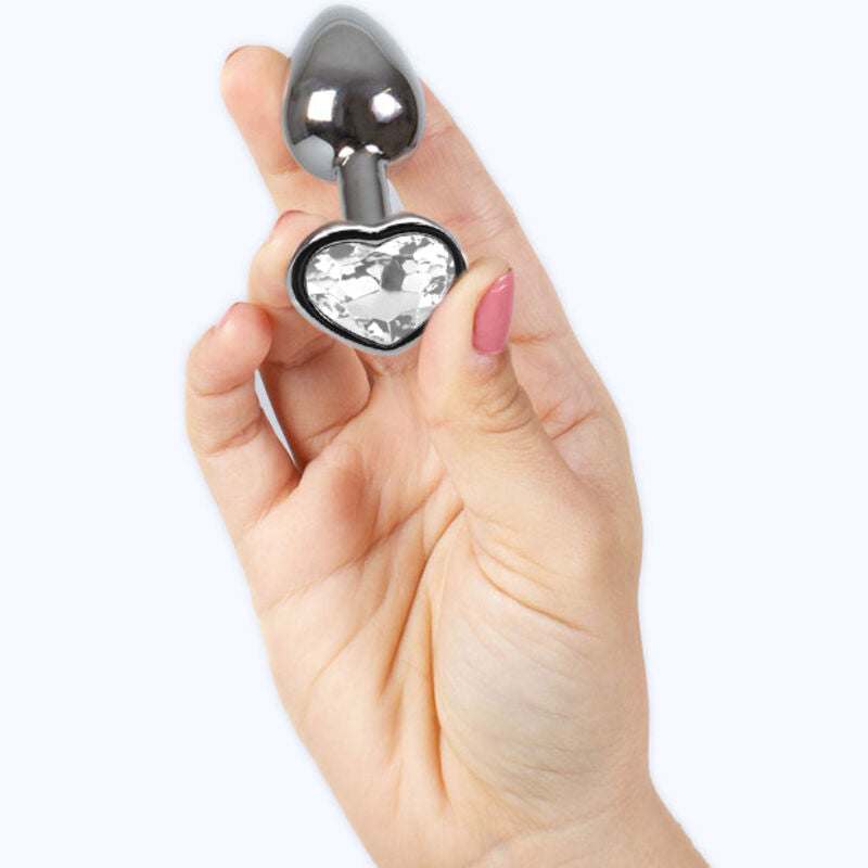 SECRETPLAY - METAL ANAL PLUG HEART CLEAR CRYSTAL SMALL SIZE 7 CM