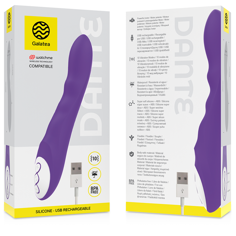 GALATEA - VIBRADOR DANTE LILAC COMPATÍVEL COM A TECNOLOGIA WIRELESS WATCHME