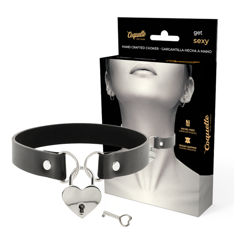 COQUETTE CHIC DESIRE - VEGAN LEATHER NECKLACE WITH HEART ACCESSORY WITH KEY?