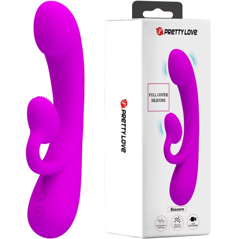 PRETTY LOVE - SINCERE VIBRATOR AND PURPLE SILICONE CLITORIS SUCTION CUP