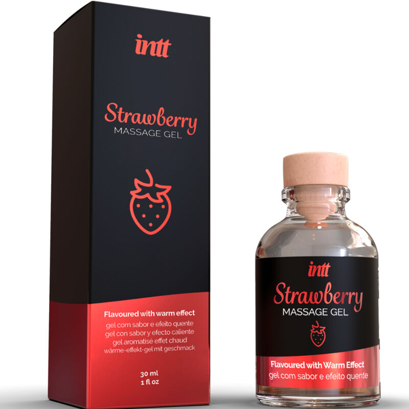 INTT MASSAGE &amp; ORAL SEX - STRAWBERRY FLAVOR WARMING MASSAGE GEL