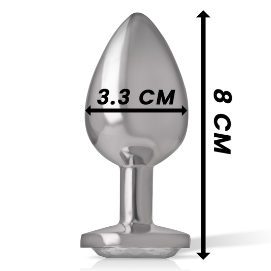 INTENSE - ALUMINUM METAL ANAL PLUG WITH WHITE HEART SIZE M