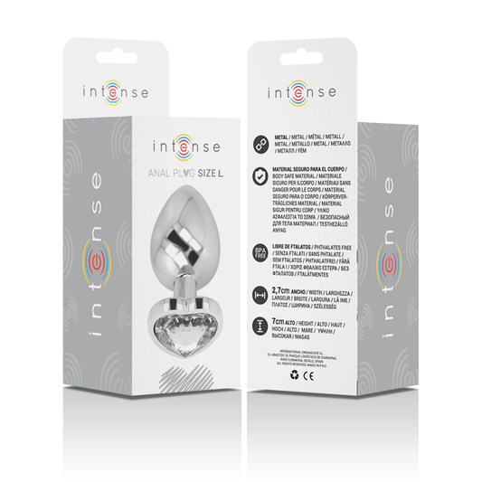 INTENSE - ALUMINUM METAL ANAL PLUG WITH WHITE HEART SIZE L