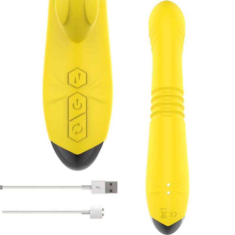 INTENSO - VIBRADOR MULTIFUNCIONAL TOKY UP &amp; DOWN COM ESTIMULADOR CLITÓRICO AMARELO