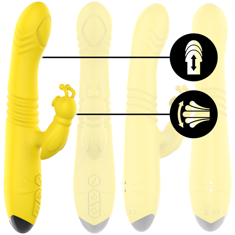 INTENSO - VIBRADOR MULTIFUNCIONAL TOKY UP &amp; DOWN COM ESTIMULADOR CLITÓRICO AMARELO