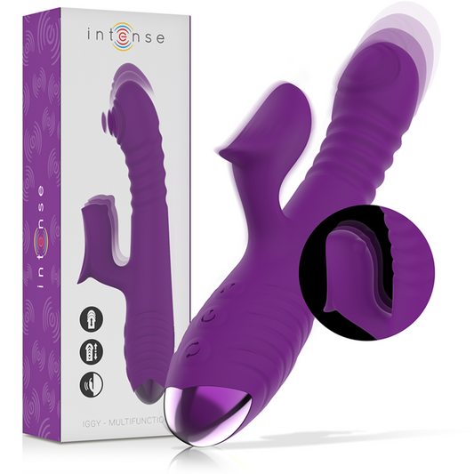 INTENSO - VIBRADOR RECARREGÁVEL MULTIFUNCIONAL IGGY UP &amp; DOWN COM ESTIMULADOR CLITÓRICO ROXO