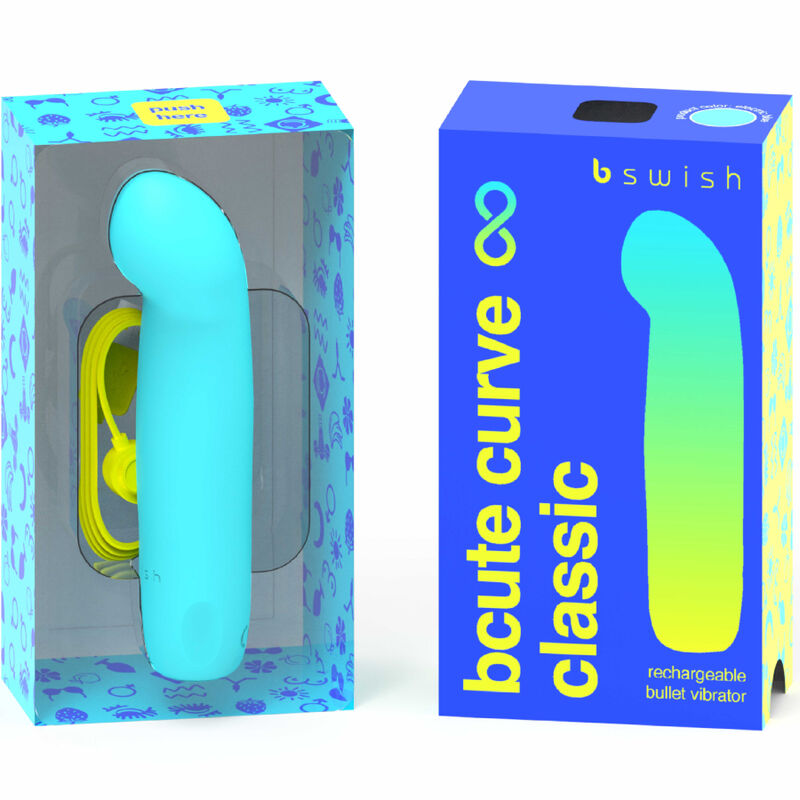 B SWISH - Vibrador recarregável de silicone azul clássico BCUTE CURVE INFINITE