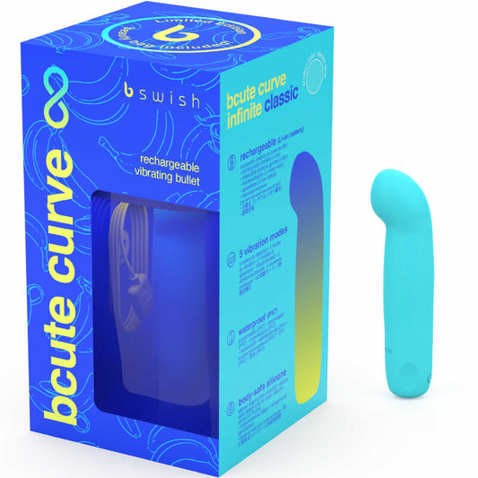 B SWISH - VIBRADOR RECARREGÁVEL DE SILICONE AZUL BCUTE CURVE INFINITE CLASSIC EDIÇÃO LIMITADA